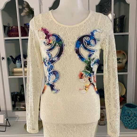 Lace Dress Cream Embroidered Fab’rik Size XS - Picture 2 of 8